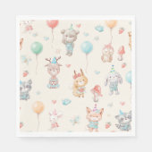 Serviette En Papier Animaux de bois mignons fête d'anniversaire (Devant)