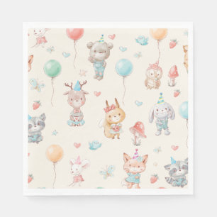 Serviette En Papier Animaux de bois mignons fête d'anniversaire