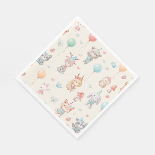 Serviette En Papier Animaux de bois mignons fête d'anniversaire (Coin)