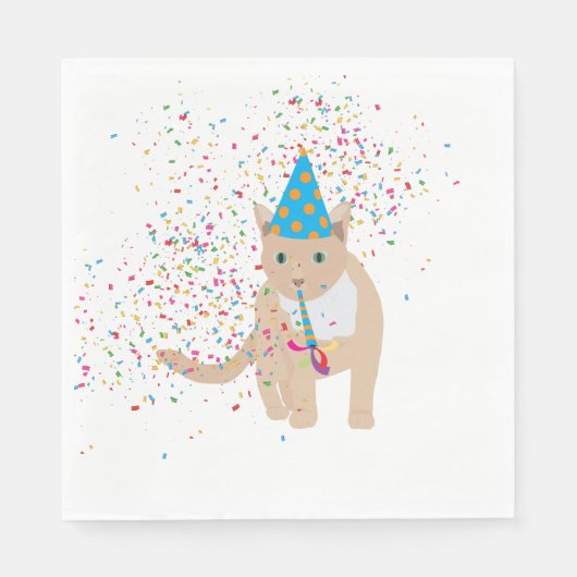 Serviette En Papier Animaux de chat amusants ayant une fête (Devant)