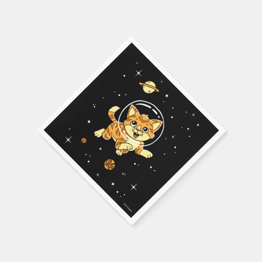 Serviette En Papier Animaux De Chat Dans L'Espace (Coin)