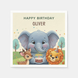 Serviette En Papier Animaux de Conte de la Forêt Joyeux Anniversaire