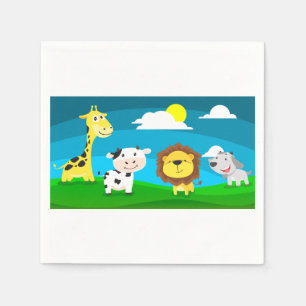 Serviette En Papier Animaux de dessin animé