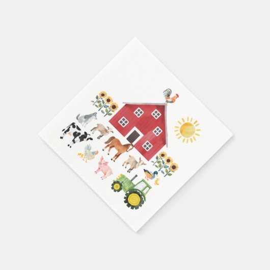 Serviette En Papier Animaux de ferme Anniversaire (Coin)
