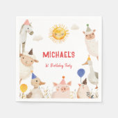 Serviette En Papier Animaux de ferme Anniversaire (Devant)