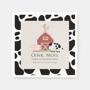 Serviette En Papier Animaux de ferme Barnyard Beige Papier d'anniversa