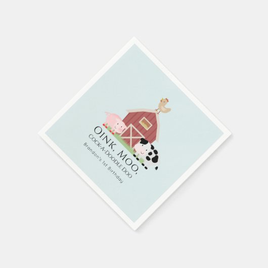 Serviette En Papier Animaux de ferme Barnyard Boy Blue Birthday Paper (Coin)