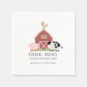 Serviette En Papier Animaux de ferme Barnyard Livre blanc d'anniversai