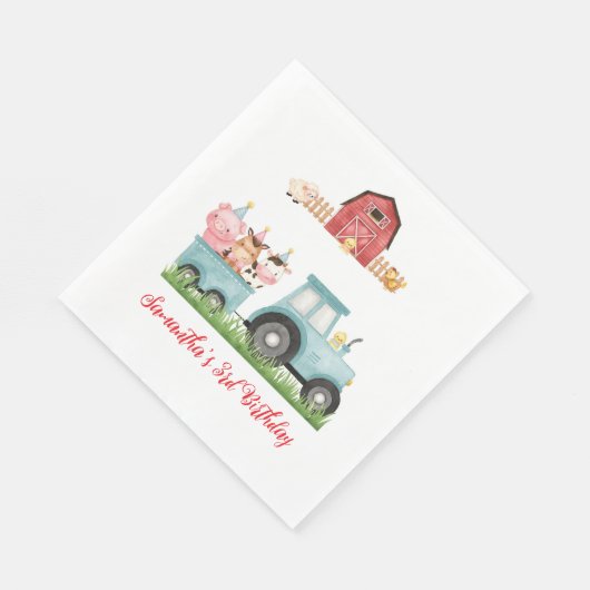 Serviette En Papier Animaux de ferme Blue Boy Barnyard Fête d'annivers (Coin)