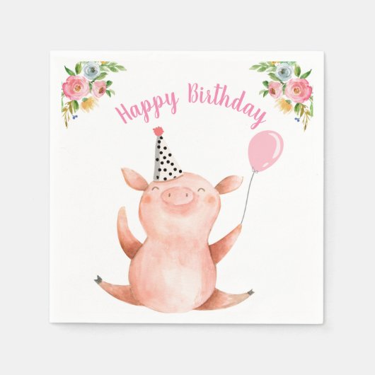 Serviette En Papier Animaux de ferme Cochon fille Anniversaire Barnyar (Devant)