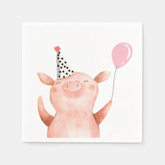 Serviette En Papier Animaux de ferme Cochon fille Anniversaire Barnyar (Devant)