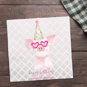 Serviette En Papier Animaux de ferme de fête Porc d'anniversaire