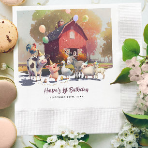 Serviette En Papier Animaux de ferme Document de fête d'anniversaire