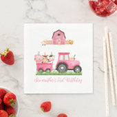 Serviette En Papier Animaux de ferme Fille rose Barnyard fête d'annive (En situation)