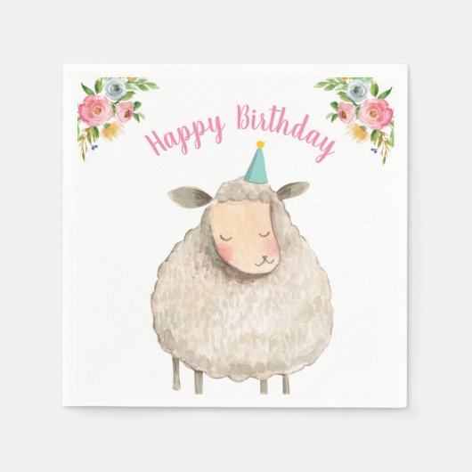 Serviette En Papier Animaux de ferme Mouton Fille Anniversaire Barnyar (Devant)