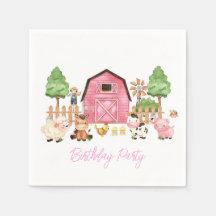 Animaux de ferme roses fête d'anniversaire