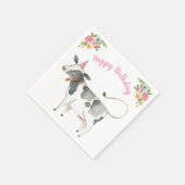 Serviette En Papier Animaux de ferme Vache Fille Anniversaire Vénitier (Coin)