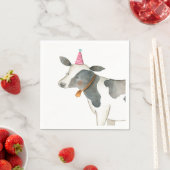 Serviette En Papier Animaux de ferme Vache Fille Anniversaire Vénitier (En situation)