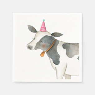 Serviette En Papier Animaux de ferme Vache Fille Anniversaire Vénitier
