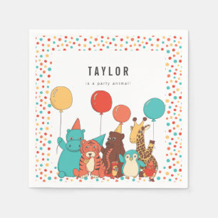 Serviette En Papier Animaux de Fête et Points de Polka Anniversaire Pe