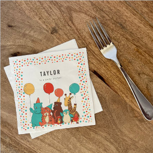 Serviette En Papier Animaux de Fête et Points de Polka Anniversaire Pe