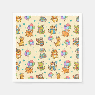 Serviette En Papier Animaux de Fête Mignons et Fantaisistes pour l'Ann