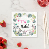 Serviette En Papier Animaux de fête Safari fille rose deuxième anniver (En situation)