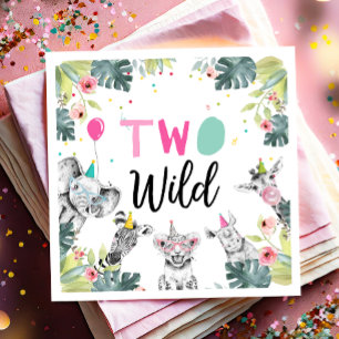 Serviette En Papier Animaux de fête Safari Girl Two Wild Second Annive