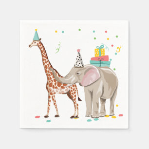 Serviette En Papier Animaux de fête Wild One Zoo Wild Jungle Anniversa