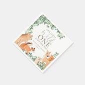 Serviette En Papier Animaux de forêt Baby shower sauvage blanc (Coin)