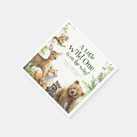 Serviette En Papier Animaux de forêt mignonne Sauvage Un (Coin)