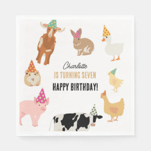 Serviette En Papier Animaux de la Ferme pour Fête d'Anniversaire Thème