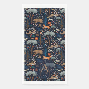 Serviette En Papier Animaux de la forêt aquarelle rustique Arbres Noël