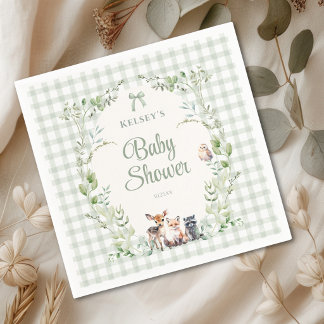 Serviette En Papier Animaux de la forêt, Baby Shower Mignon et Mixte