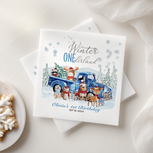 Serviette En Papier Animaux de la Forêt Camion ONEderland 1er Annivers