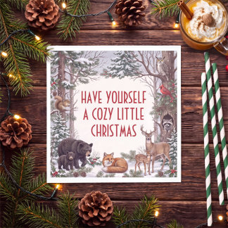 Serviette En Papier Animaux de la forêt cosy Noël