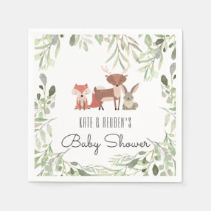 Serviette En Papier Animaux de la forêt Couple Baby Shower / Sprinkle