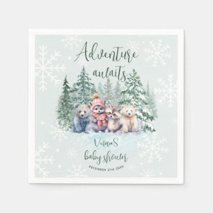 Serviette En Papier Animaux de la Forêt d'Hiver dans la Neige Shower d