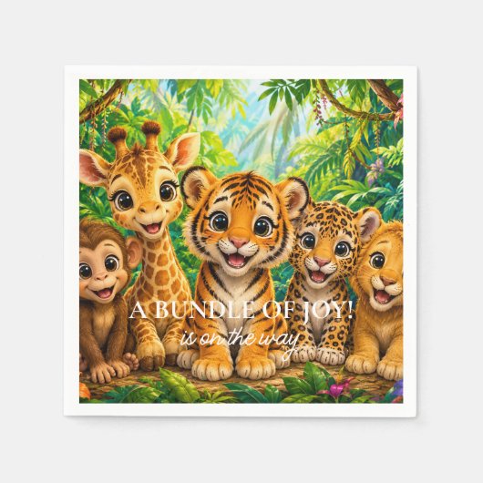 Serviette En Papier Animaux de la jungle pour bébé (Devant)