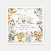 Serviette En Papier Animaux de la jungle, Safari, Fleurs, Baby shower (Devant)