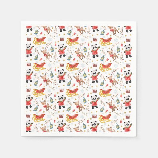 Serviette En Papier Animaux de Noël (Devant)