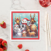 Serviette En Papier Animaux de Noël 2 (En situation)
