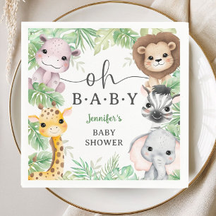 Serviette En Papier Animaux de Safari Baby Shower Oh Bébé Jungle Tropi