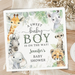 Serviette En Papier Animaux de Safari Jungle Garçon Baby Shower Tropic