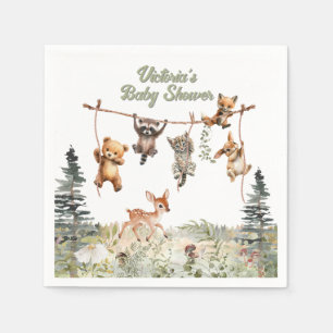 Serviette En Papier Animaux des bois Clothesline Baby shower forestier
