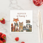 Serviette En Papier Animaux des bois fête d'anniversaire Rustique (En situation)