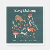 Serviette En Papier Animaux des bois Noël vert (Devant)
