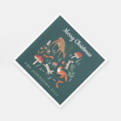 Serviette En Papier Animaux des bois Noël vert (Coin)