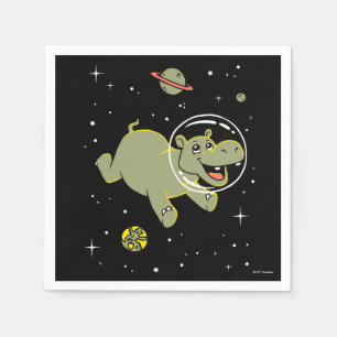 Serviette En Papier Animaux d'hippopotame dans l'espace