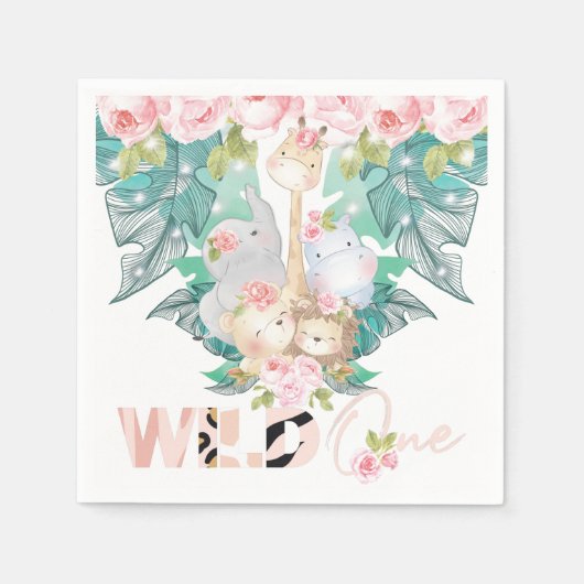 Serviette En Papier Animaux d'une seule jungle sauvage (Devant)